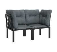 Vidaxl sillones esquina jardín con cojines 2 uds ratán pe negro y gris