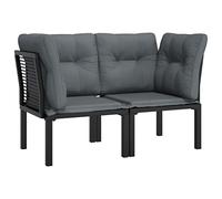 vidaXL Sillones Esquina jardín con Cojines 2 uds ratán PE Negro y Gris, sillón Esquina, sillón Modular, sillón de jardín, sillón, sofá esquinero