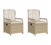 vidaXL Sillones reclinables de jardín 2 uds ratán sintético beige