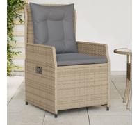 vidaXL Sillones reclinables de jardín 2 uds ratán sintético beige