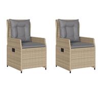 vidaXL Sillones reclinables de jardín 2 uds ratán sintético beige