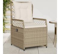 vidaXL Sillones reclinables de jardín 2 uds ratán sintético beige