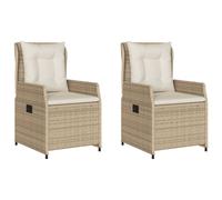 vidaXL Sillones reclinables de jardín 2 uds ratán sintético beige