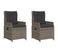 vidaXL Sillones reclinables de jardín 2 uds ratán sintético gris