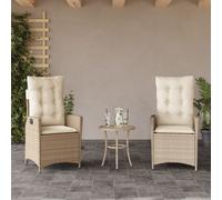 vidaXL Sillones reclinables de jardín con cojines beige 2 uds ratán PE