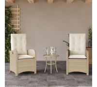 vidaXL Sillones reclinable jardín cojines 2 uds ratán sintético