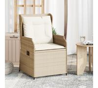 vidaXL Sillones reclinables de jardín con cojines beige 2 uds ratán PE