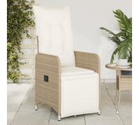 vidaXL Sillones reclinables de jardín con cojines beige 2 uds ratán PE
