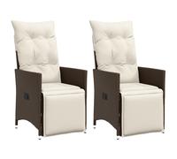 vidaXL Sillones reclinables jardín con cojines marrones 2 uds ratán PE