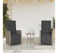 vidaXL Sillones reclinables jardín con reposapiés 2 uds ratán PE gris