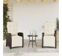 vidaXL Sillones reclinables jardín y reposapiés 2 uds ratán PE marrón