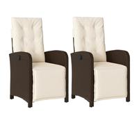 vidaXL Sillones reclinables de jardín con reposapiés ratán PE marrón 2 uds