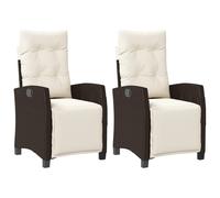 vidaXL Sillones reclinables jardín y reposapiés 2 uds ratán PE marrón