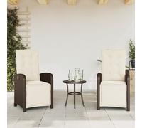 vidaXL Sillones reclinables de jardín con reposapiés ratán PE marrón 2 uds