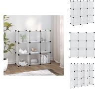 vidaXL Sistema de almacenamiento con 9 compartimentos y puertas, transparente, de PP - Estanterías y armarios para zapatos
