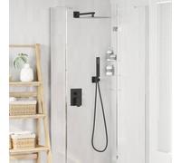 vidaXL Sistema de Ducha Empotrado (Cuadrado) Negro