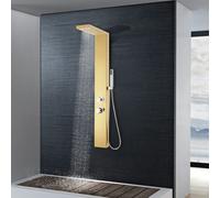 vidaXL Sistema de panel de ducha acero inoxidable 201 dorado