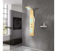 vidaXL Sistema de panel de ducha acero inoxidable 201 dorado curvo