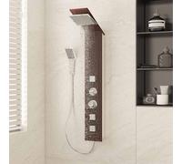 vidaXL Sistema de panel de ducha vidrio marrón