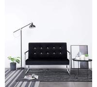vidaXL Sofá 2 plazas con reposabrazos Cromado y Terciopelo Negro
