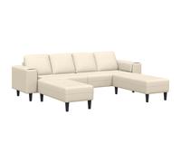 vidaXL Sofá 250 x 188 x 76 cm Tela de Pana Multicolor Crema