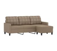 vidaXL Sofá 3 Plazas y Taburete, Asiento con Respaldo Reposabrazos, Sillón de Relax Descanso TV, Mueble para Salón, Cuero Sintético Color Capuchino