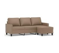 vidaXL Sofá 3 plazas y taburete – Cuero sintético, color capuchino, 180 cm
