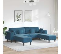vidaXL Sofá 3 uds. Azul Terciopelo