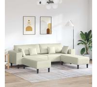 vidaXL Sofá 3 uds. Terciopelo Multicolor Crema
