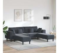 vidaXL Sofá 3 uds. Gris oscuro Terciopelo