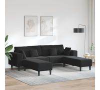vidaXL Sofá 3 uds. Negro Terciopelo