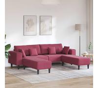 vidaXL Sofá 3 uds. Rojo vino Terciopelo