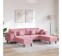 vidaXL Sofá 3 uds. Rosa Terciopelo