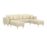 vidaXL Sofá 3 uds. tela Multicolor Crema