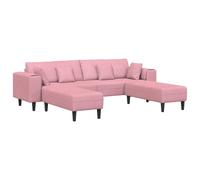 vidaXL Sofá 3 uds. Terciopelo Multicolor Rosa