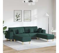 vidaXL Sofá 3 uds. Verde oscuro tela