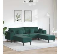 vidaXL Sofá 3 uds. Verde oscuro Terciopelo