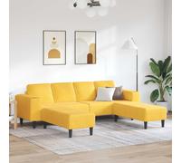 vidaXL Sofá 250 x 188 x 76 cm Tela de Pana Multicolor Amarillo claro