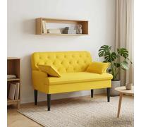vidaXL Sofá Amoroso con Botones Acolchados Amarillo Claro Tela
