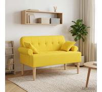 vidaXL Sofá amoroso con botones acolchados Amarillo Claro Tela