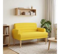 vidaXL Sofá amoroso con botones acolchados Amarillo claro Tela
