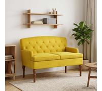 Sofá Amoroso Con Botones Acolchados Amarillo Claro Terciopelo Vidaxl