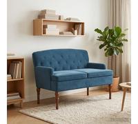 vidaXL Sofá amoroso con botones acolchados Azul 111 x 65 x 79 cm