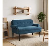 vidaXL Sofá amoroso con botones acolchados Azul 120 x 66 x 78 cm