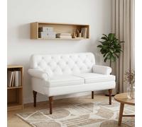 Sofá Amoroso Con Botones Acolchados Blanco 120 X 65 X 77 Cm Vidaxl