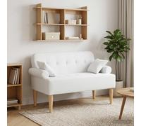 vidaXL Sofá amoroso con botones acolchados Blanco 120 x 65 x 79 cm