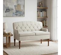 vidaXL Sofá Amoroso con Botones Acolchados Crema 111 x 65 x 79 cm, Sofá tapizado con reposabrazos, Respaldo Firme, Asiento de Terciopelo, Patas torneadas, cómodo y Resistente