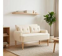 vidaXL Sofá Amoroso con Botones Acolchados Crema 117 x 67 x 77 cm