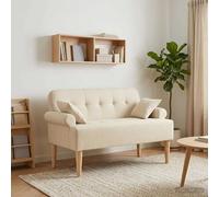 vidaXL Sofá amoroso con botones acolchados Crema 120 x 65 x 79 cm Tela