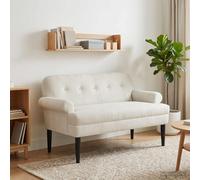 vidaXL Sofá amoroso con botones acolchados Crema 120 x 66 x 78 cm